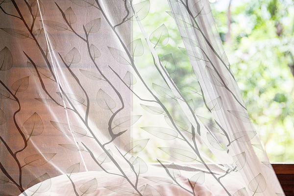 Fertiggardine Blätter Typ A 2er-Set - Polyester - Creme / Dunkelgrün - Höhe: 135 cm