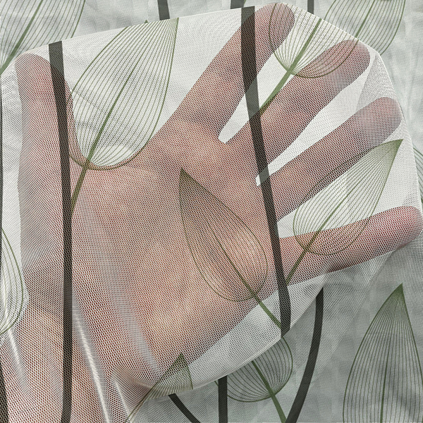 Fertiggardine Blätter Typ A 2er-Set - Polyester - Creme / Dunkelgrün - Höhe: 135 cm