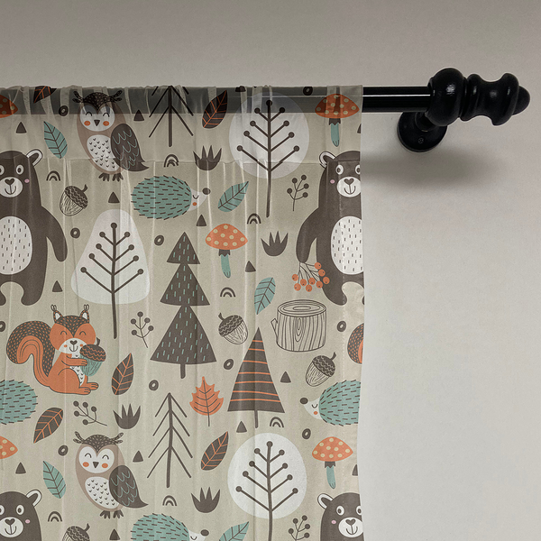 Fertiggardine Kindergarten 2er-Set - Polyester - Grau / Gelb - Höhe: 210 cm