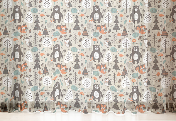 Fertiggardine Kindergarten 2er-Set - Polyester - Grau / Gelb - Höhe: 210 cm