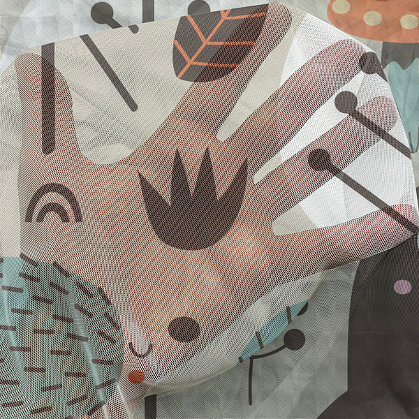 Fertiggardine Kindergarten 2er-Set - Polyester - Grau / Gelb - Höhe: 210 cm