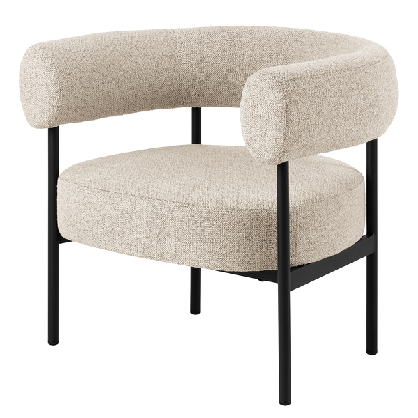 Loungesessel Kerame - Bouclé / Stahl -  Beige / Schwarz