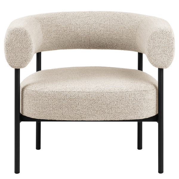 Loungesessel Kerame - Bouclé / Stahl -  Beige / Schwarz