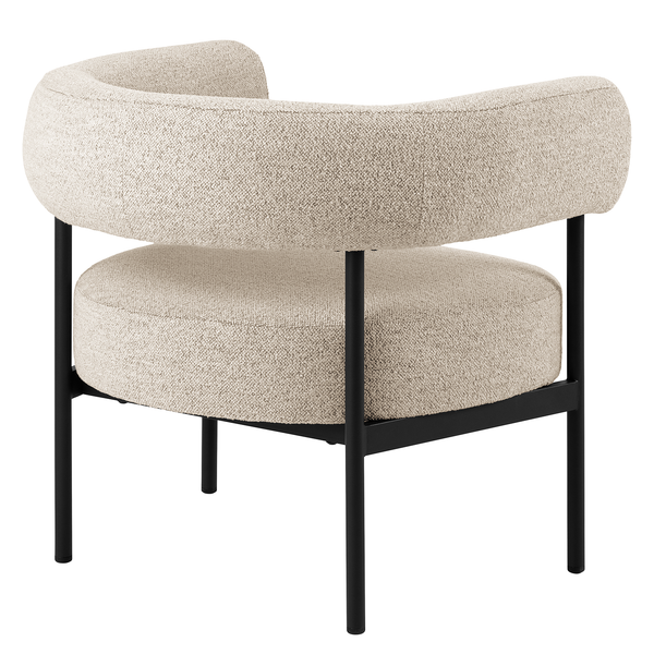 Loungesessel Kerame - Bouclé / Stahl -  Beige / Schwarz
