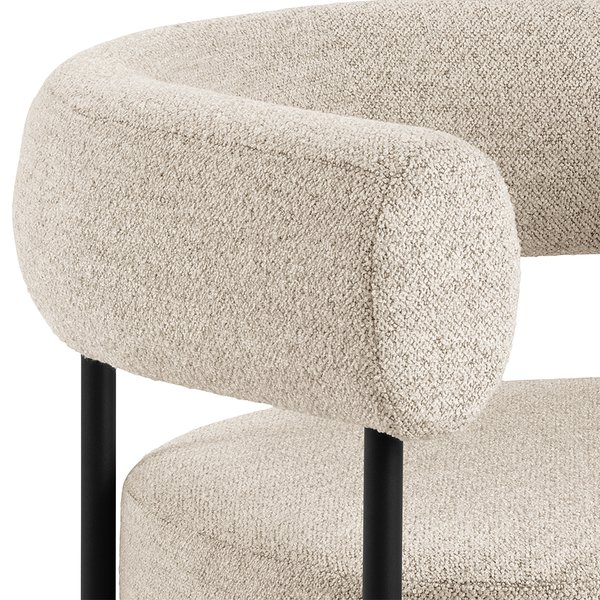 Loungesessel Kerame - Bouclé / Stahl -  Beige / Schwarz
