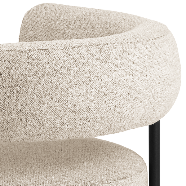 Loungesessel Kerame - Bouclé / Stahl -  Beige / Schwarz