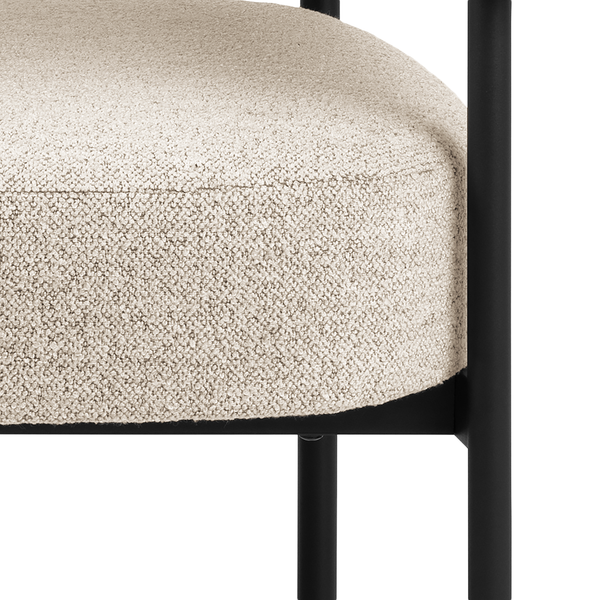 Loungesessel Kerame - Bouclé / Stahl -  Beige / Schwarz