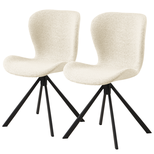 Drehbarer Polsterstuhl LIVARAS 2er-Set - Bouclé Stoff Moena: Creme