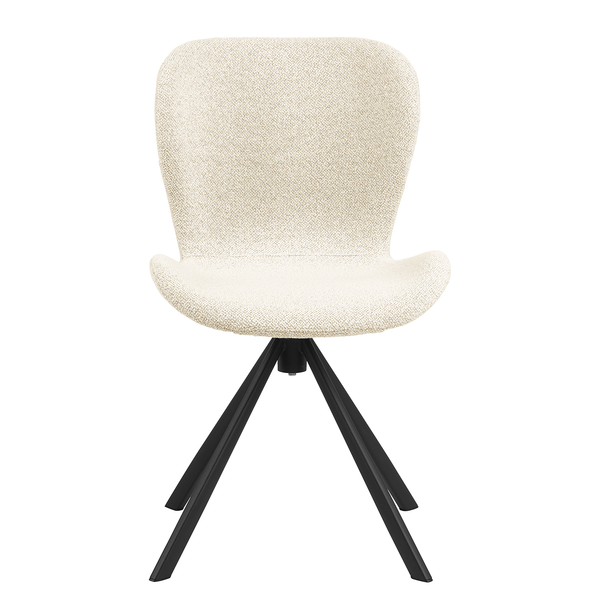 Drehbarer Polsterstuhl LIVARAS 2er-Set - Bouclé Stoff Moena: Creme