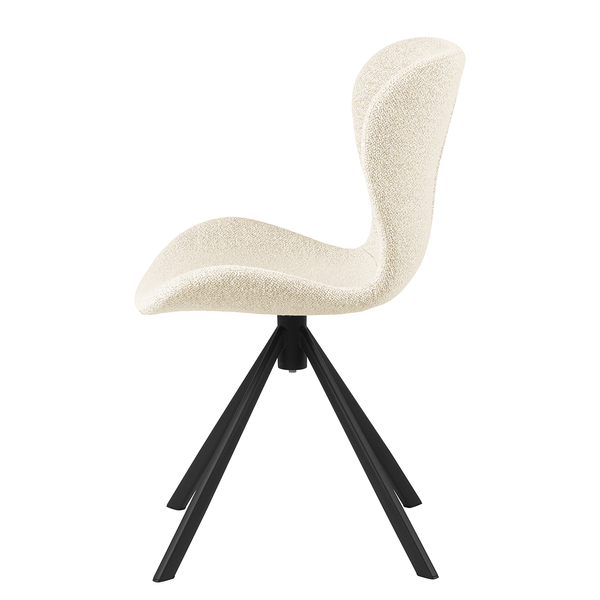 Drehbarer Polsterstuhl LIVARAS 2er-Set - Bouclé Stoff Moena: Creme