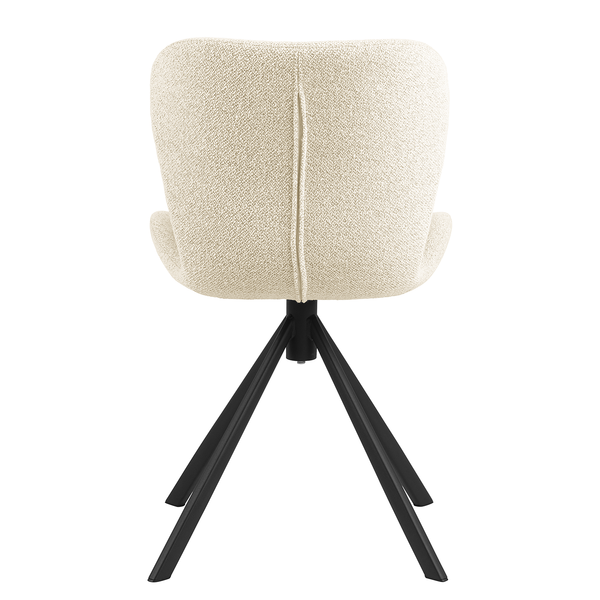 Drehbarer Polsterstuhl LIVARAS 2er-Set - Bouclé Stoff Moena: Creme
