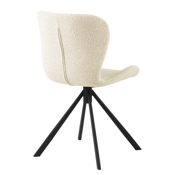 Drehbarer Polsterstuhl LIVARAS 2er-Set - Bouclé Stoff Moena: Creme