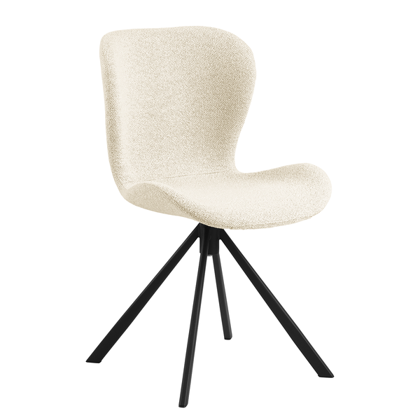 Drehbarer Polsterstuhl LIVARAS 2er-Set - Bouclé Stoff Moena: Creme