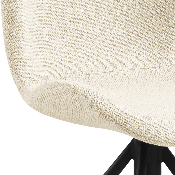 Drehbarer Polsterstuhl LIVARAS 2er-Set - Bouclé Stoff Moena: Creme