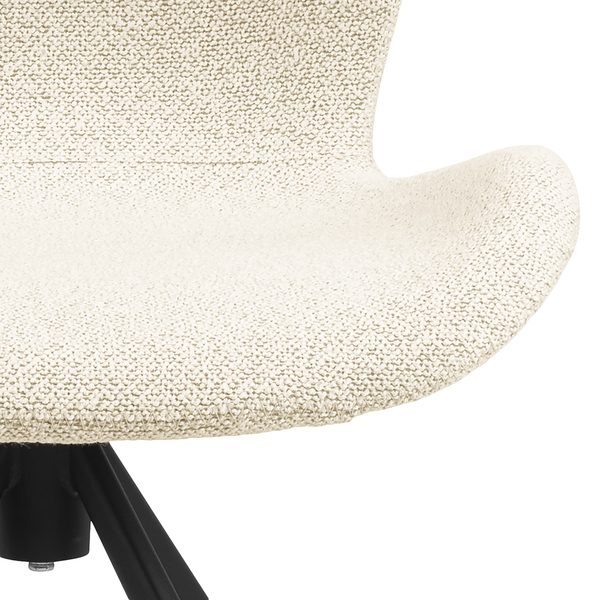 Drehbarer Polsterstuhl LIVARAS 2er-Set - Bouclé Stoff Moena: Creme