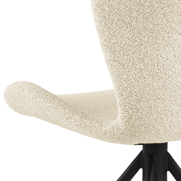 Drehbarer Polsterstuhl LIVARAS 2er-Set - Bouclé Stoff Moena: Creme