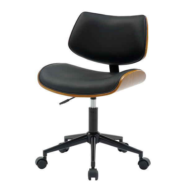 Bürostuhl Elgalla - Kunstleder / Pappel teilmassiv - Schwarz / Pappel Dunkel
