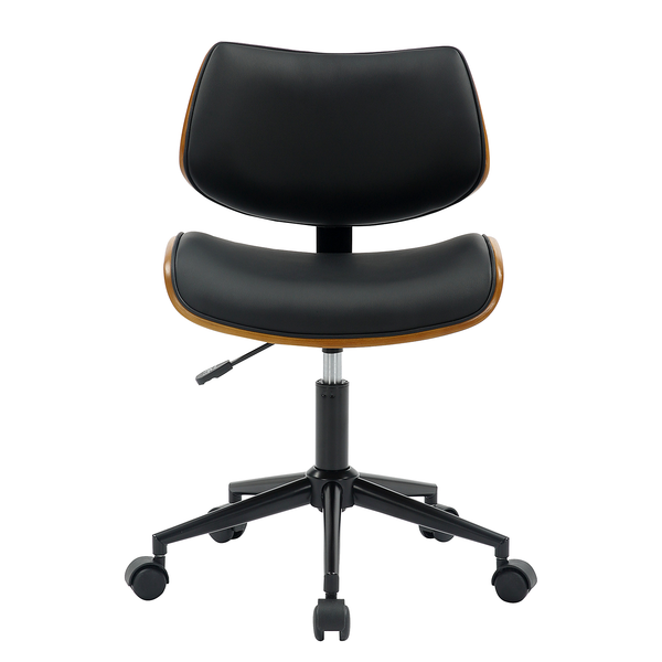 Bürostuhl Elgalla - Kunstleder / Pappel teilmassiv - Schwarz / Pappel Dunkel