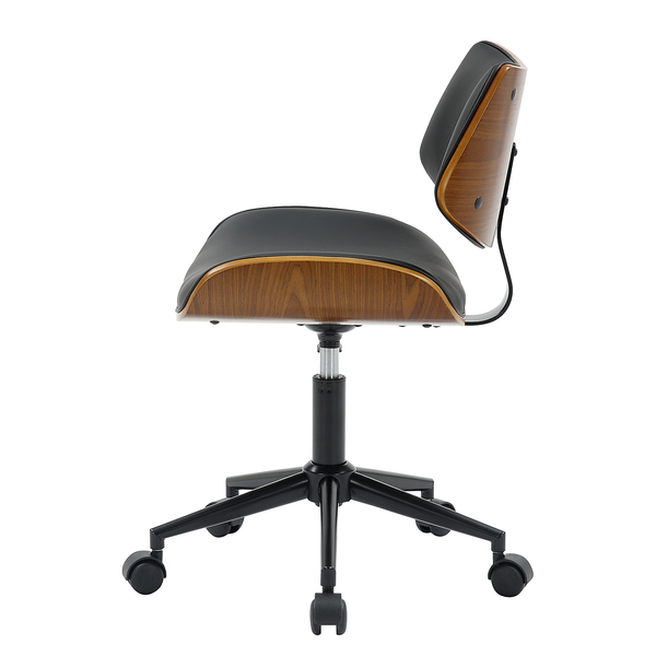 Bürostuhl Elgalla - Kunstleder / Pappel teilmassiv - Schwarz / Pappel Dunkel