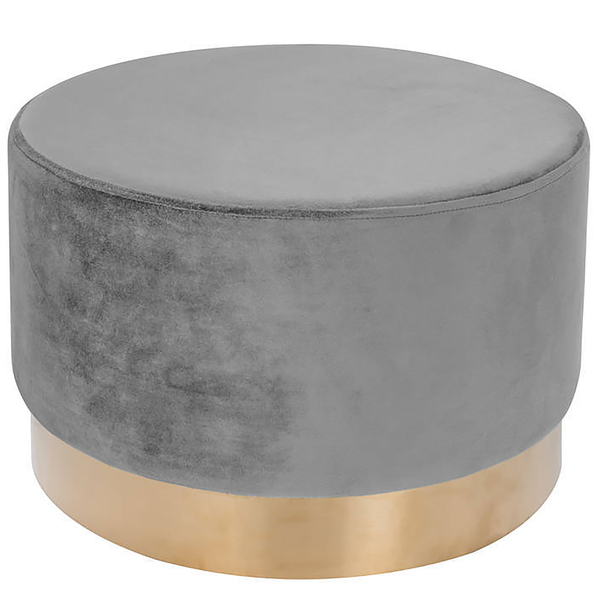 Hocker Nano Typ C - Stahl - Samt - Grau - Breite: 55 cm