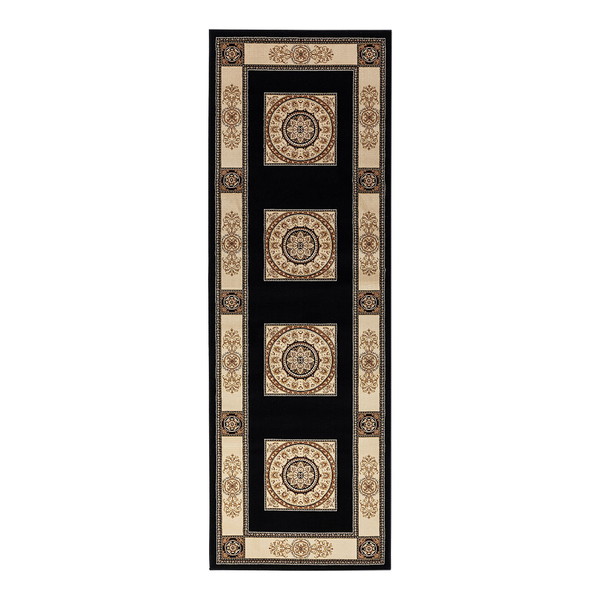 Läufer Shindand - Polypropylen / Jute - Schwarz