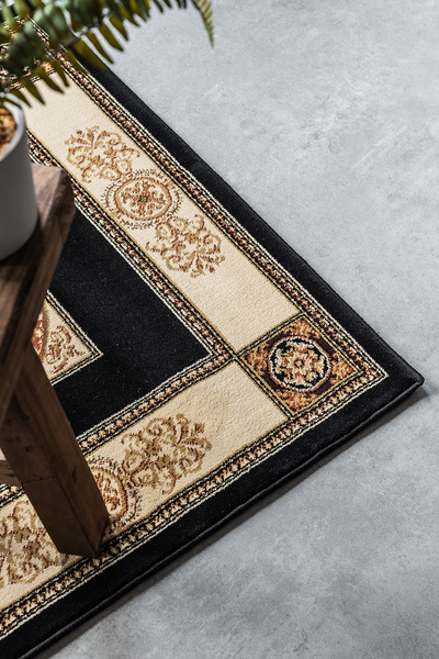 Läufer Shindand - Polypropylen / Jute - Schwarz