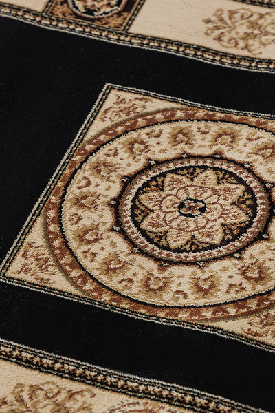 Läufer Shindand - Polypropylen / Jute - Schwarz