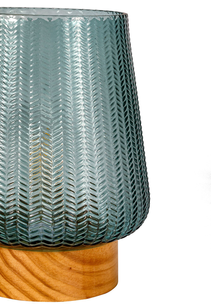 Tischleuchte Glamour Typ A - Echtholzfurnier / Farbglas - 1-flammig - Türkis