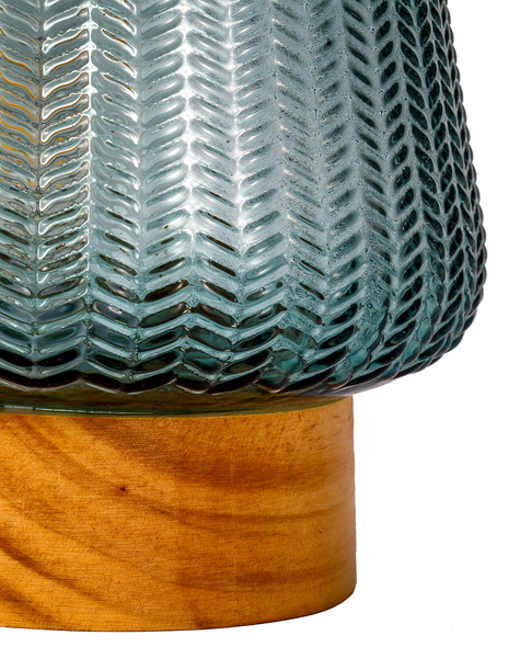Tischleuchte Glamour Typ A - Echtholzfurnier / Farbglas - 1-flammig - Türkis