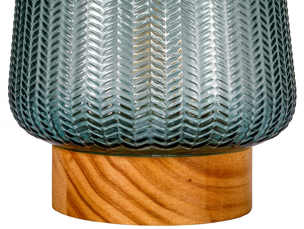 Tischleuchte Glamour Typ A - Echtholzfurnier / Farbglas - 1-flammig - Türkis
