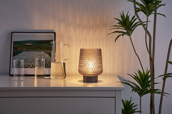 Tischleuchte Glamour Typ B - Aluminium / Farbglas - 1-flammig - Braun