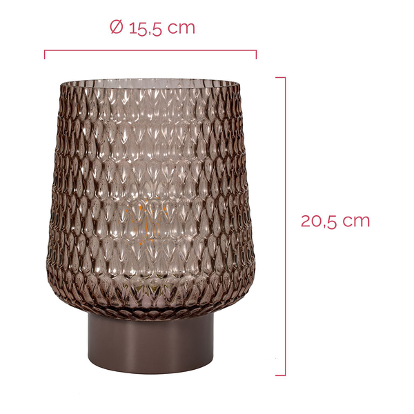 Tischleuchte Glamour Typ B - Aluminium / Farbglas - 1-flammig - Braun