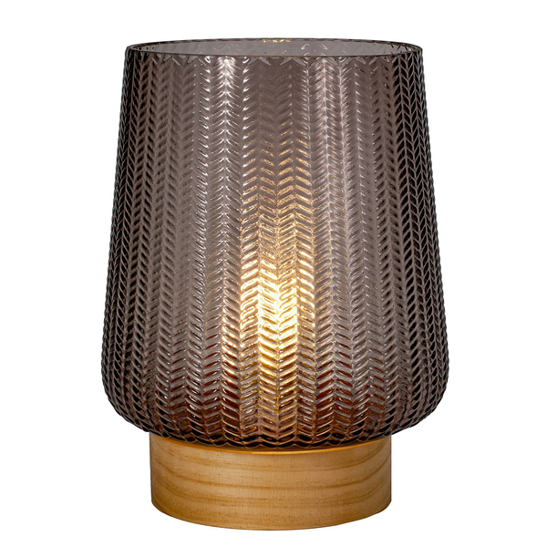 Tischleuchte Glamour Typ A - Echtholzfurnier / Farbglas - 1-flammig - Taupe