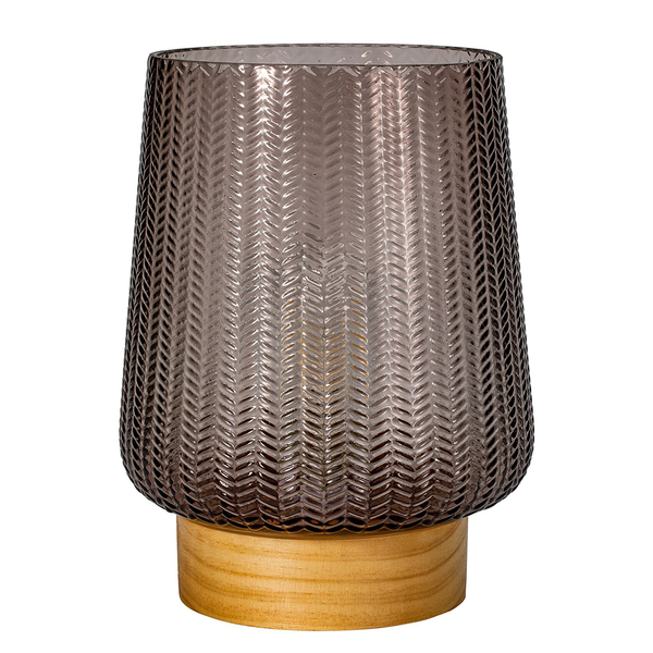 Tischleuchte Glamour Typ A - Echtholzfurnier / Farbglas - 1-flammig - Taupe