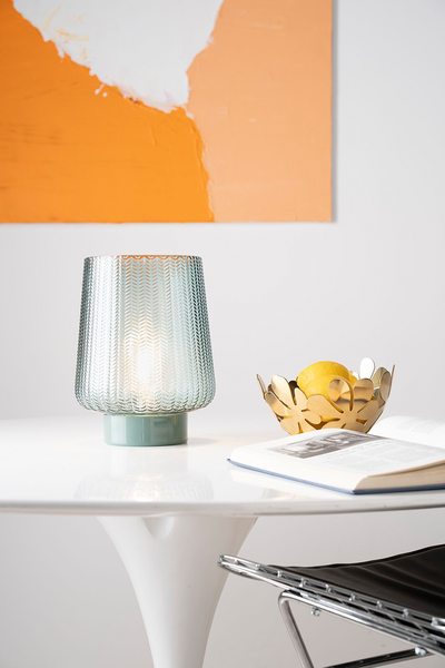 Tischleuchte Glamour Typ B - Aluminium / Farbglas - 1-flammig - Türkis