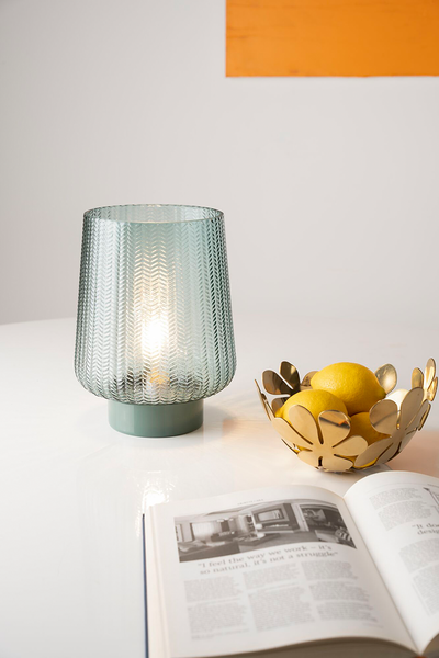 Tischleuchte Glamour Typ B - Aluminium / Farbglas - 1-flammig - Türkis