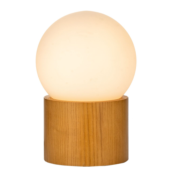 Tischleuchte Woody Shine - Echtholzfurnier / Opalglas - Esche / Weiß - 1-flammig