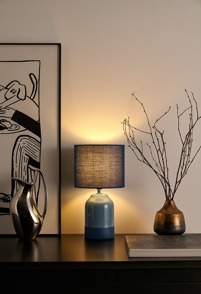 Tischleuchte Sandy Glow - Keramik - 1-flammig - Blau