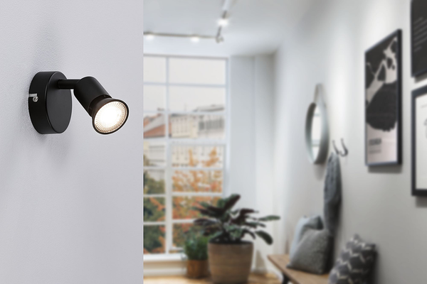 Wandleuchte Spotlight Carolina - Metall - 1-flammig - Schwarz