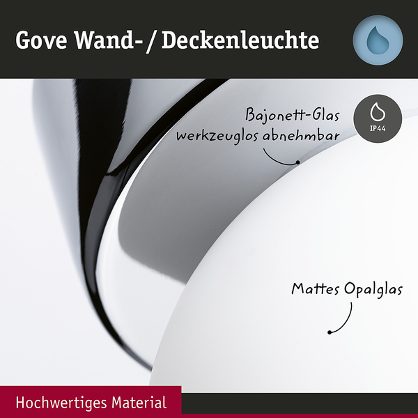 Deckenleuchte Gove - Opalglas / Chrom - 1-flammig - Chrom - Durchmesser: 8 cm