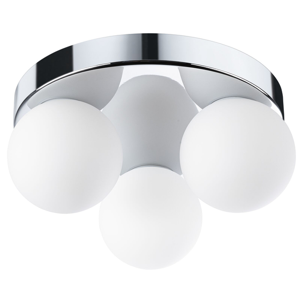 Deckenleuchte Gove Rondel - Opalglas / Chrom - 3-flammig - Chrom