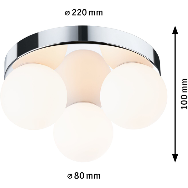 Deckenleuchte Gove Rondel - Opalglas / Chrom - 3-flammig - Chrom