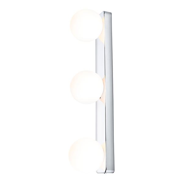 Wandleuchte Gove Balken - Opalglas / Chrom - 3-flammig - Chrom
