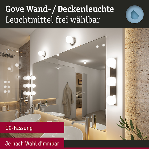Wandleuchte Gove Balken - Opalglas / Chrom - 3-flammig - Chrom