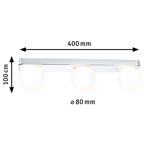 Wandleuchte Gove Balken - Opalglas / Chrom - 3-flammig - Chrom