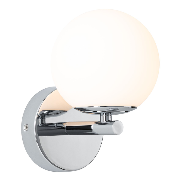 Wandleuchte Gove - Opalglas / Chrom - 1-flammig - Chrom