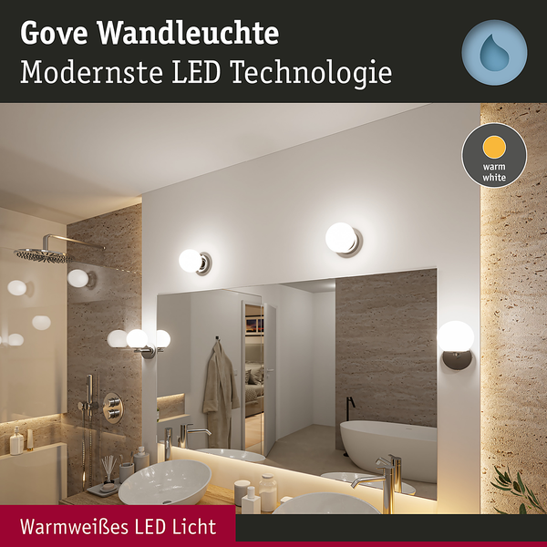 Wandleuchte Gove - Opalglas / Chrom - 1-flammig - Chrom