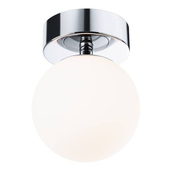 Deckenleuchte Gove - Opalglas / Chrom - 1-flammig - Chrom - Durchmesser: 12 cm