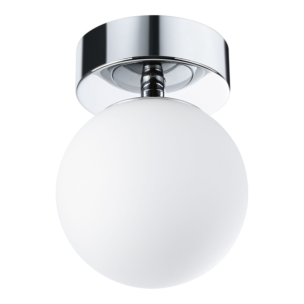 Deckenleuchte Gove - Opalglas / Chrom - 1-flammig - Chrom - Durchmesser: 12 cm