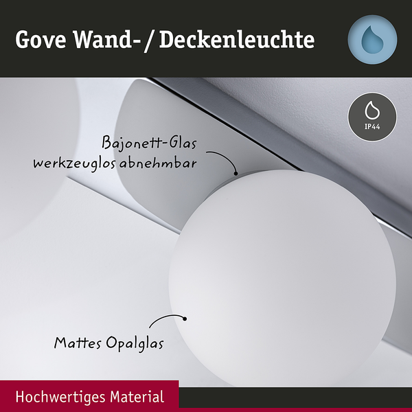 Deckenleuchte Gove - Opalglas / Chrom - 1-flammig - Chrom - Durchmesser: 12 cm